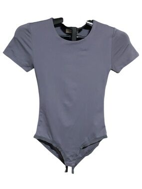 Babaton Short Sleeve One-Piece Bodysuit in Gray